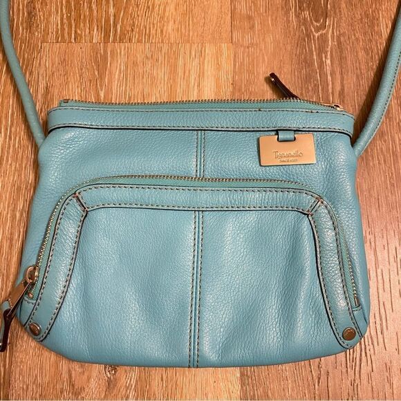 TIGNANELLO BLUE genuine LEATHER CROSSBODY BAG purse EUC 7.5x9.5 - Picture 1 of 12